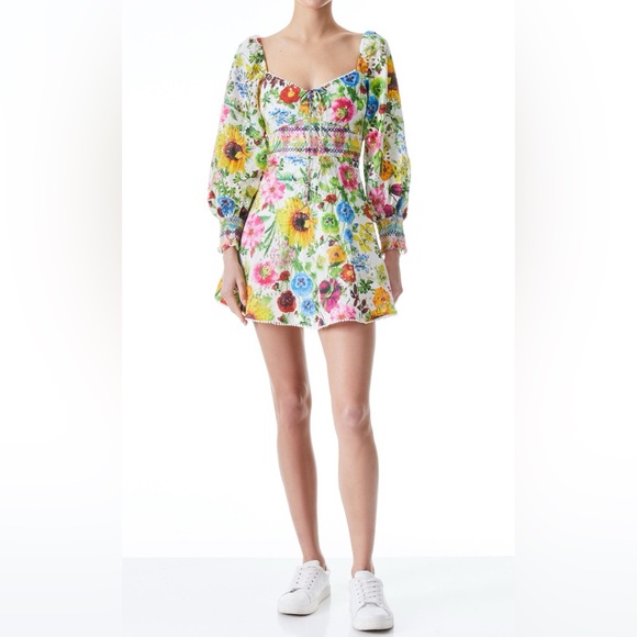 Alice + Olivia Crawford Sweetheart Floral Mini Dress Size 6 - Picture 2 of 14